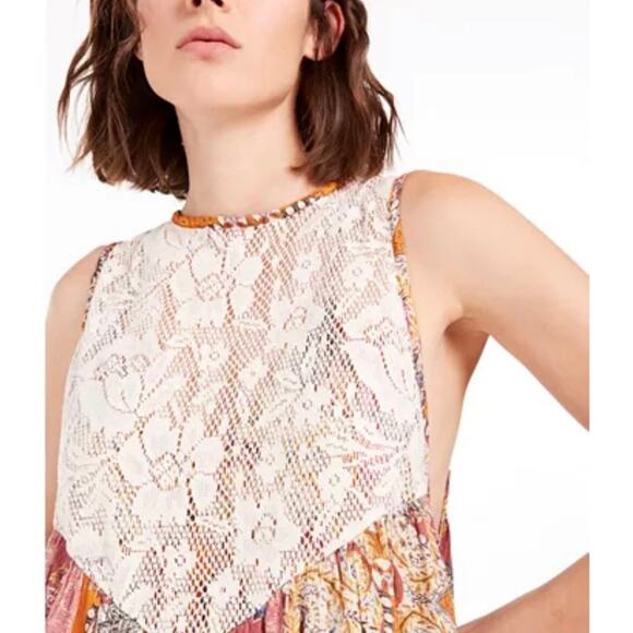 Free People Count Me In Trapeze Top in Floral Combo size Medium - Picture 7 of 16